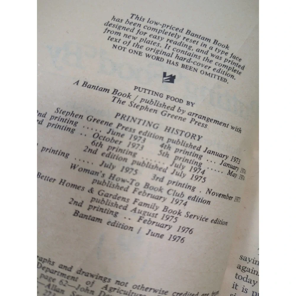 Putting Food By  - Rare Second‎ Edition Revised & Expanded 1975 Bantam Paperback